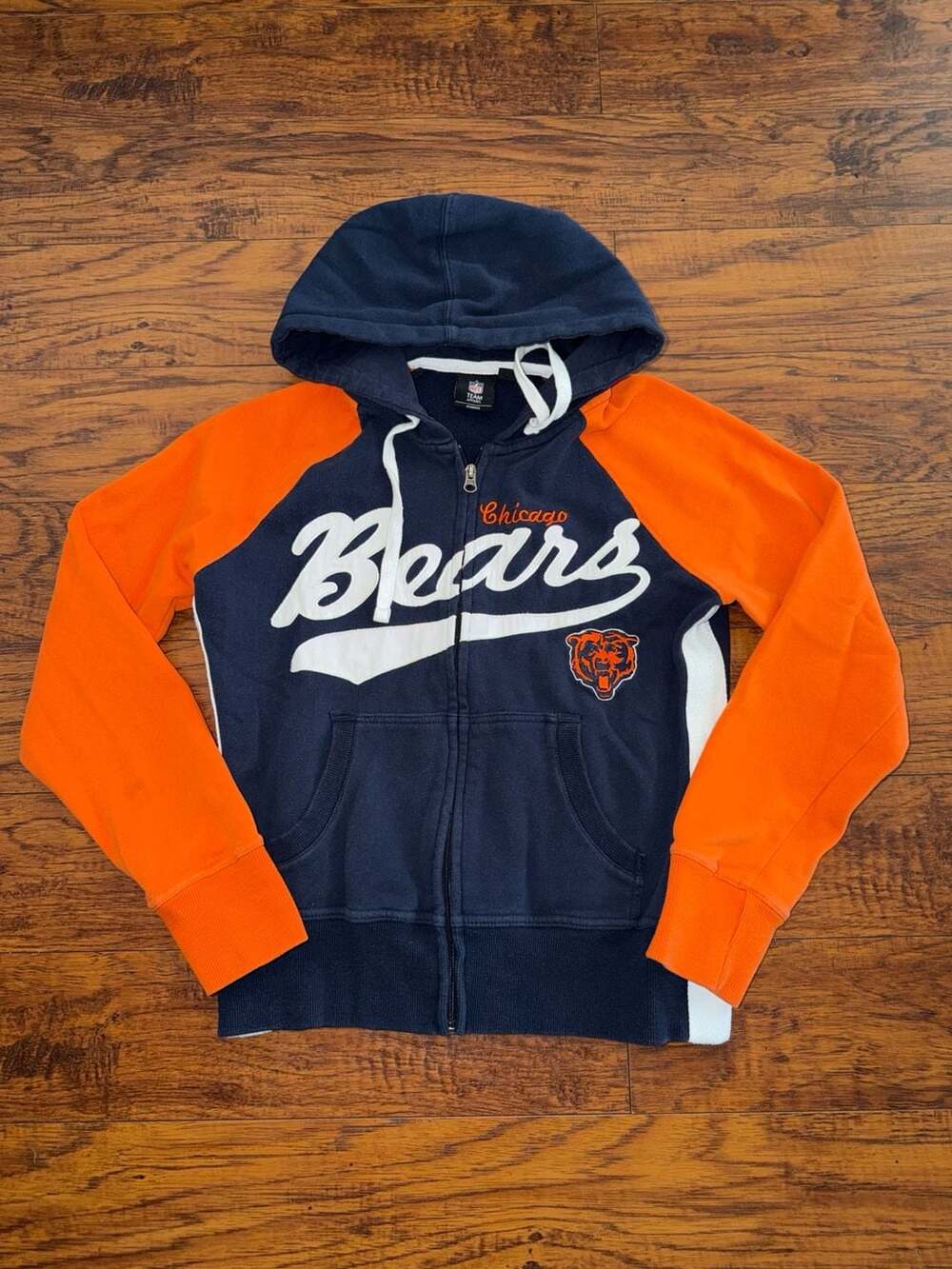 NFL Team Apparel Chicago Bears Women's Full-Zip Hoodie Navy Blue Orange